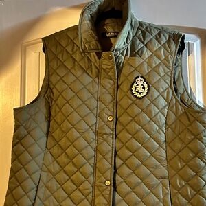 NWOT Ralph Lauren Quilted Green Vest Crest Patch